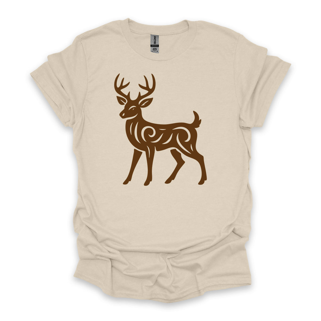 Tribal White-Tailed Deer • Hiking T-shirt • Nature-Inspired Design