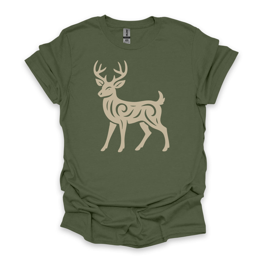Tribal White-Tailed Deer • Hiking T-shirt • Nature-Inspired Design
