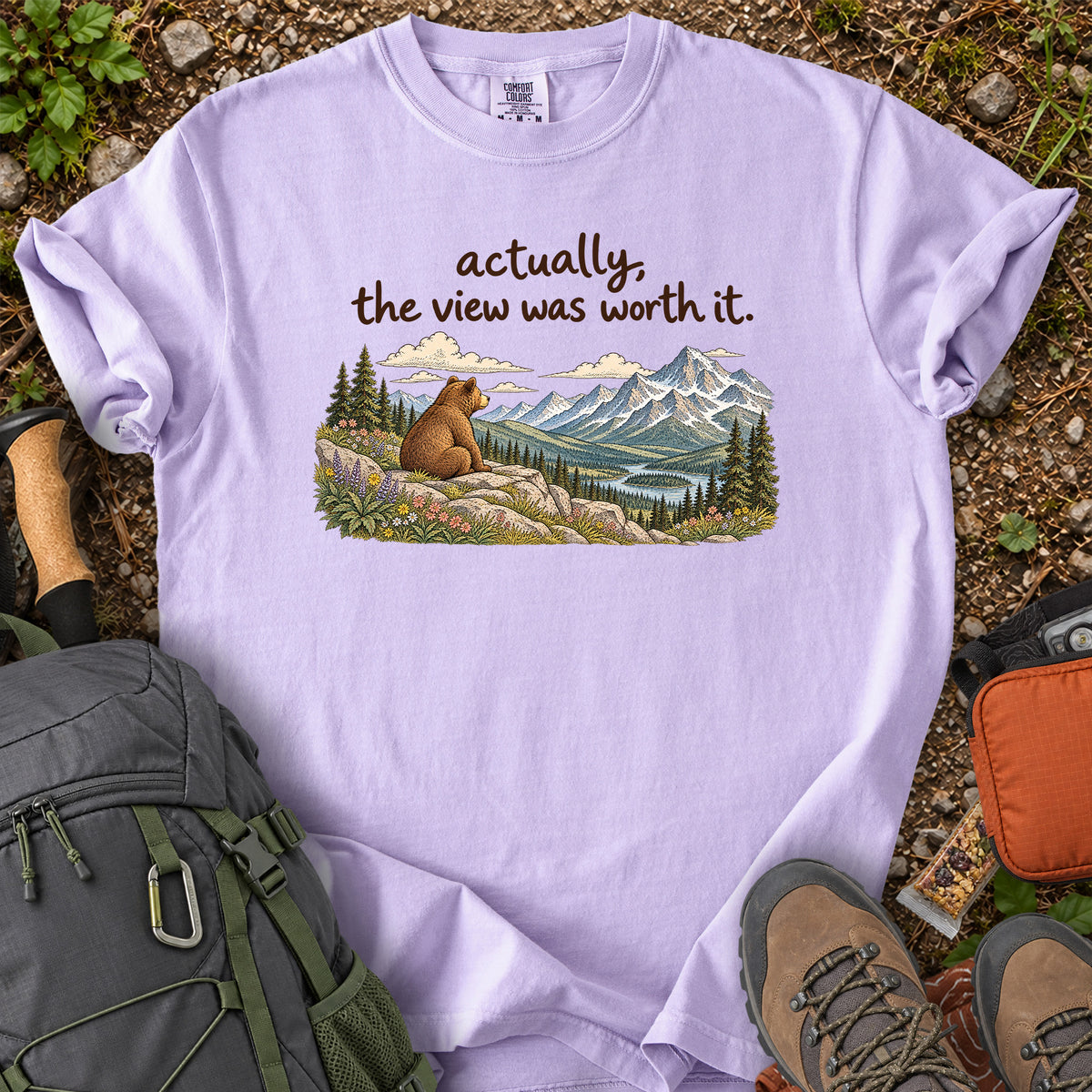 Actually the View Was Worth It bear mountain graphic T-shirt