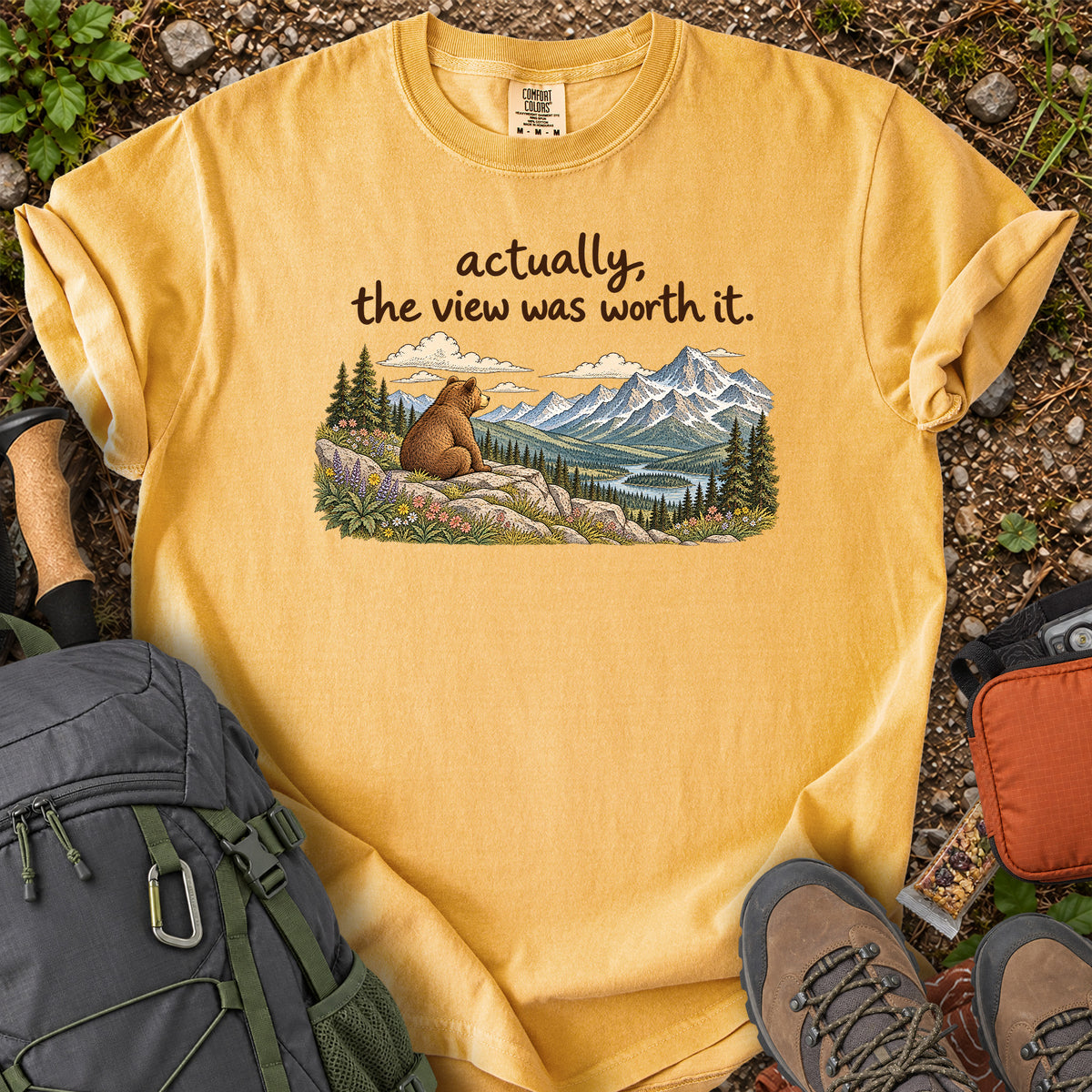 Actually the View Was Worth It bear mountain graphic T-shirt