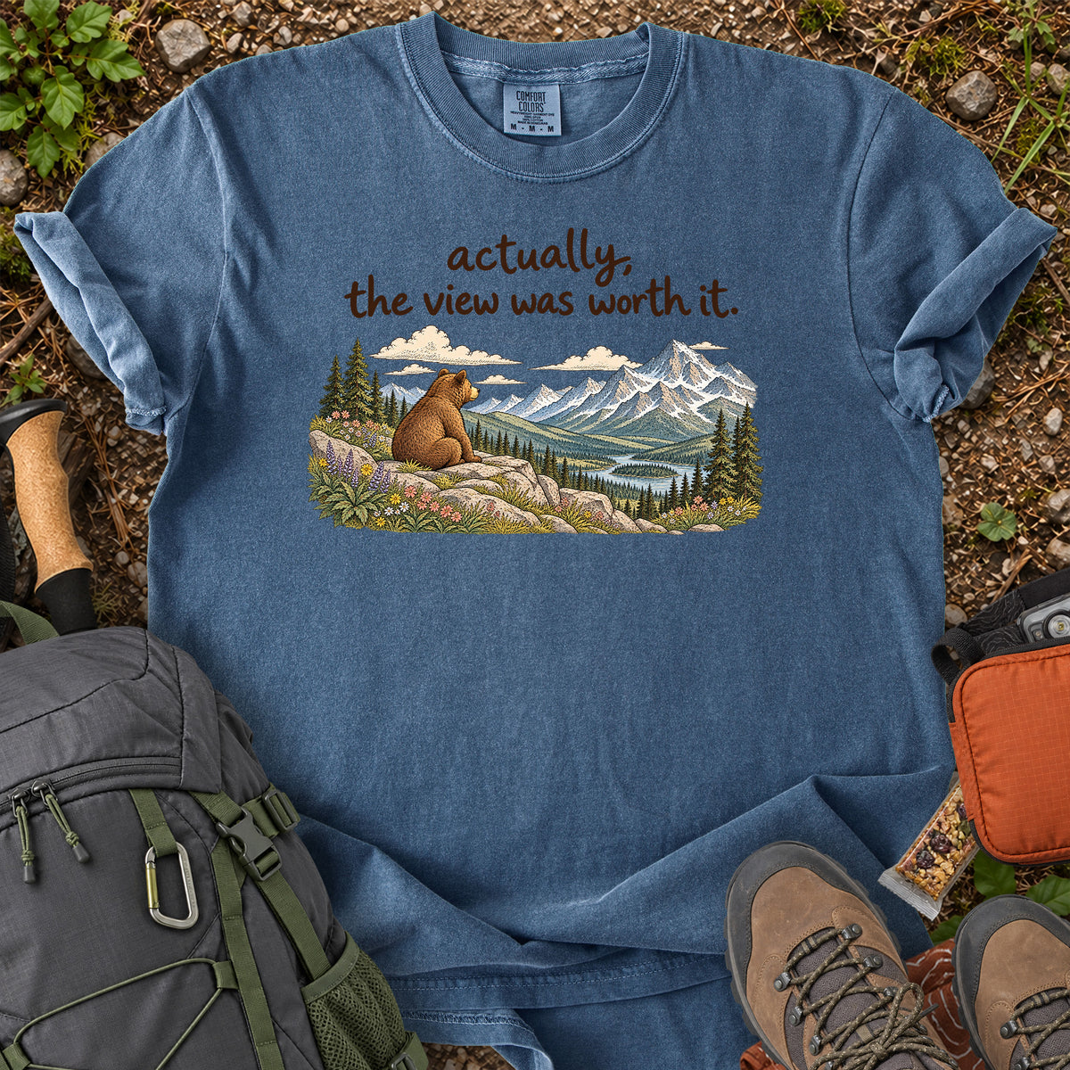 Actually the View Was Worth It bear mountain graphic T-shirt