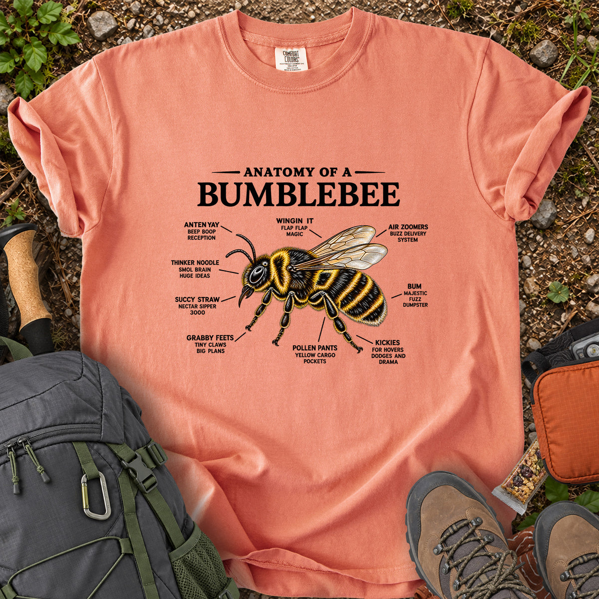 Anatomy of a Bumblebee nature illustration T-shirt
