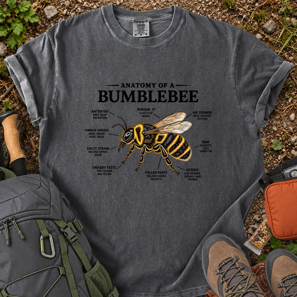 Anatomy of a Bumblebee nature illustration T-shirt