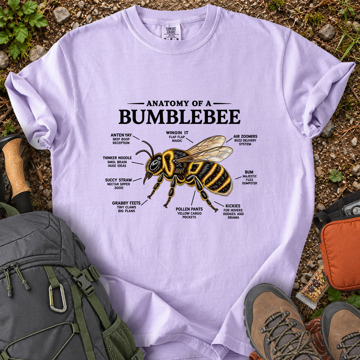 Anatomy of a Bumblebee nature illustration T-shirt