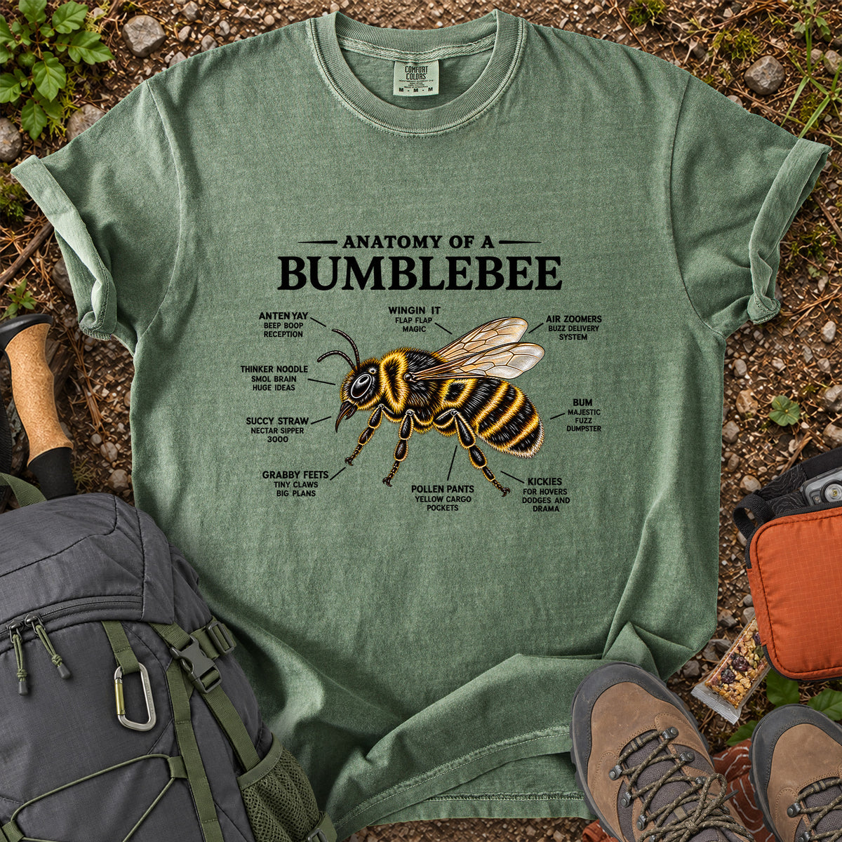 Anatomy of a Bumblebee nature illustration T-shirt
