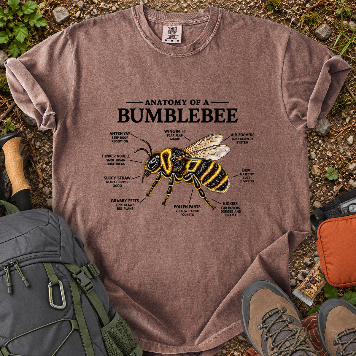 Anatomy of a Bumblebee nature illustration T-shirt