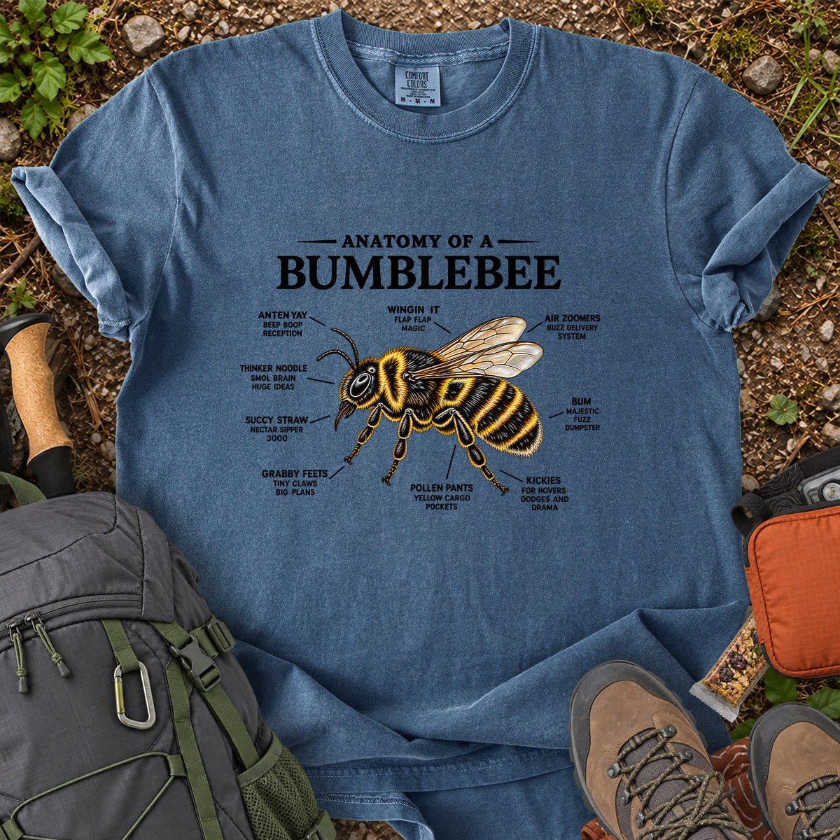 Anatomy of a Bumblebee nature illustration T-shirt