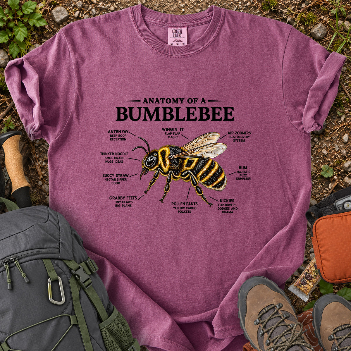 Anatomy of a Bumblebee nature illustration T-shirt