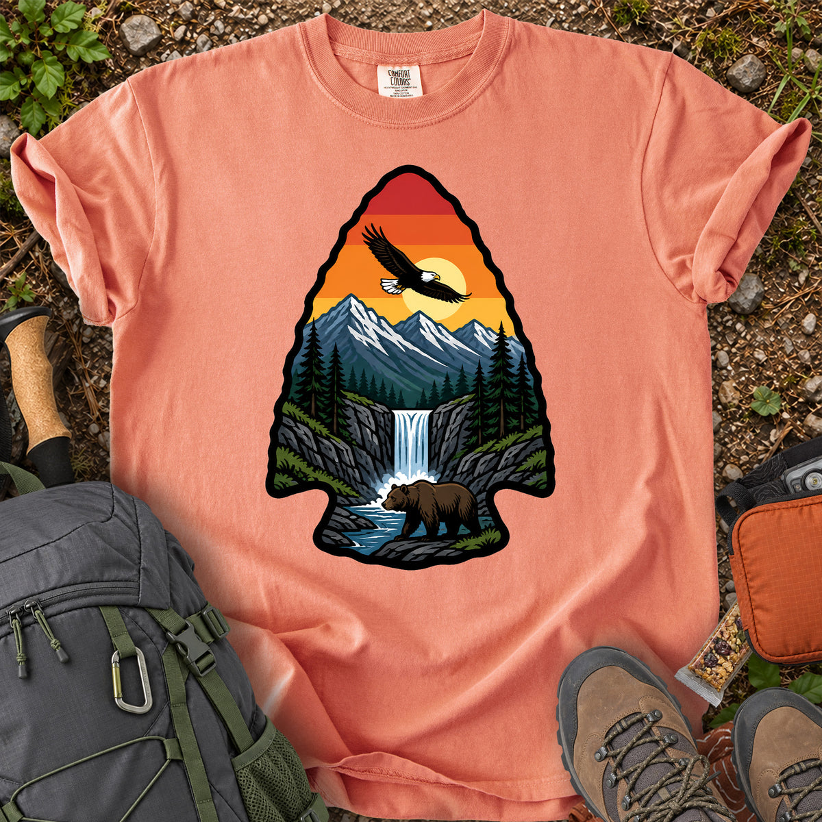 Wild America eagle bear mountain wilderness graphic T-shirt