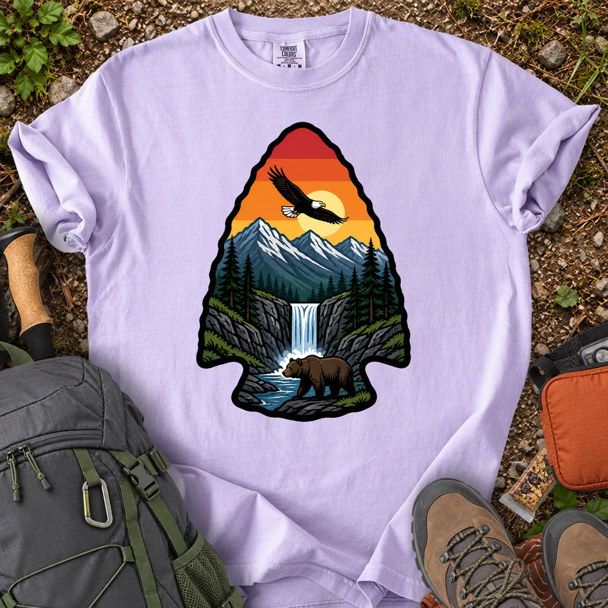 Wild America eagle bear mountain wilderness graphic T-shirt