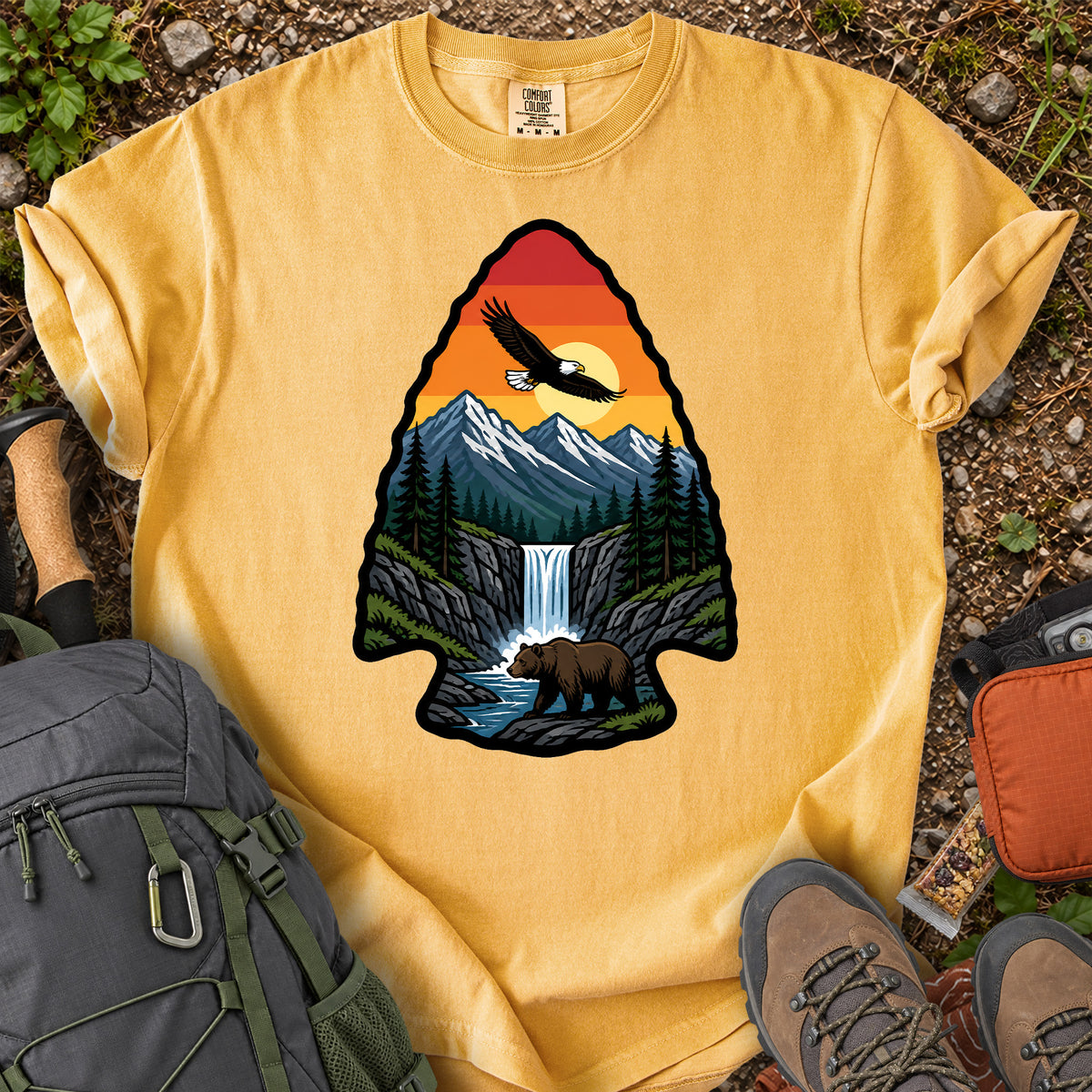 Wild America eagle bear mountain wilderness graphic T-shirt