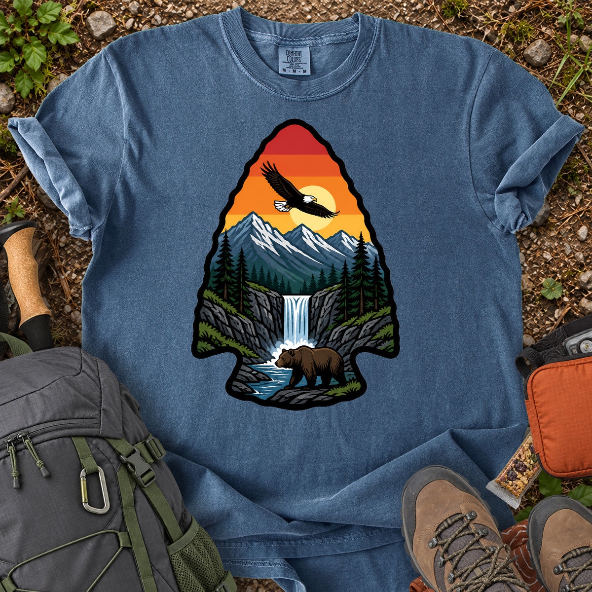 Wild America eagle bear mountain wilderness graphic T-shirt