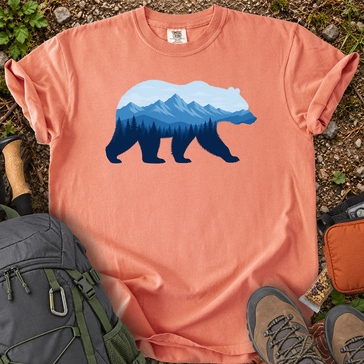 Bear Mountain landscape silhouette wildlife graphic T-shirt