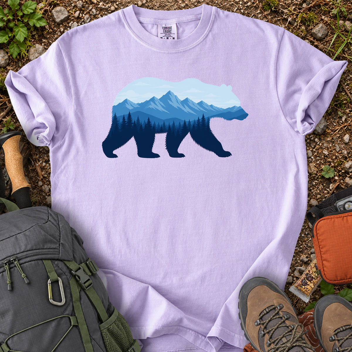 Bear Mountain landscape silhouette wildlife graphic T-shirt