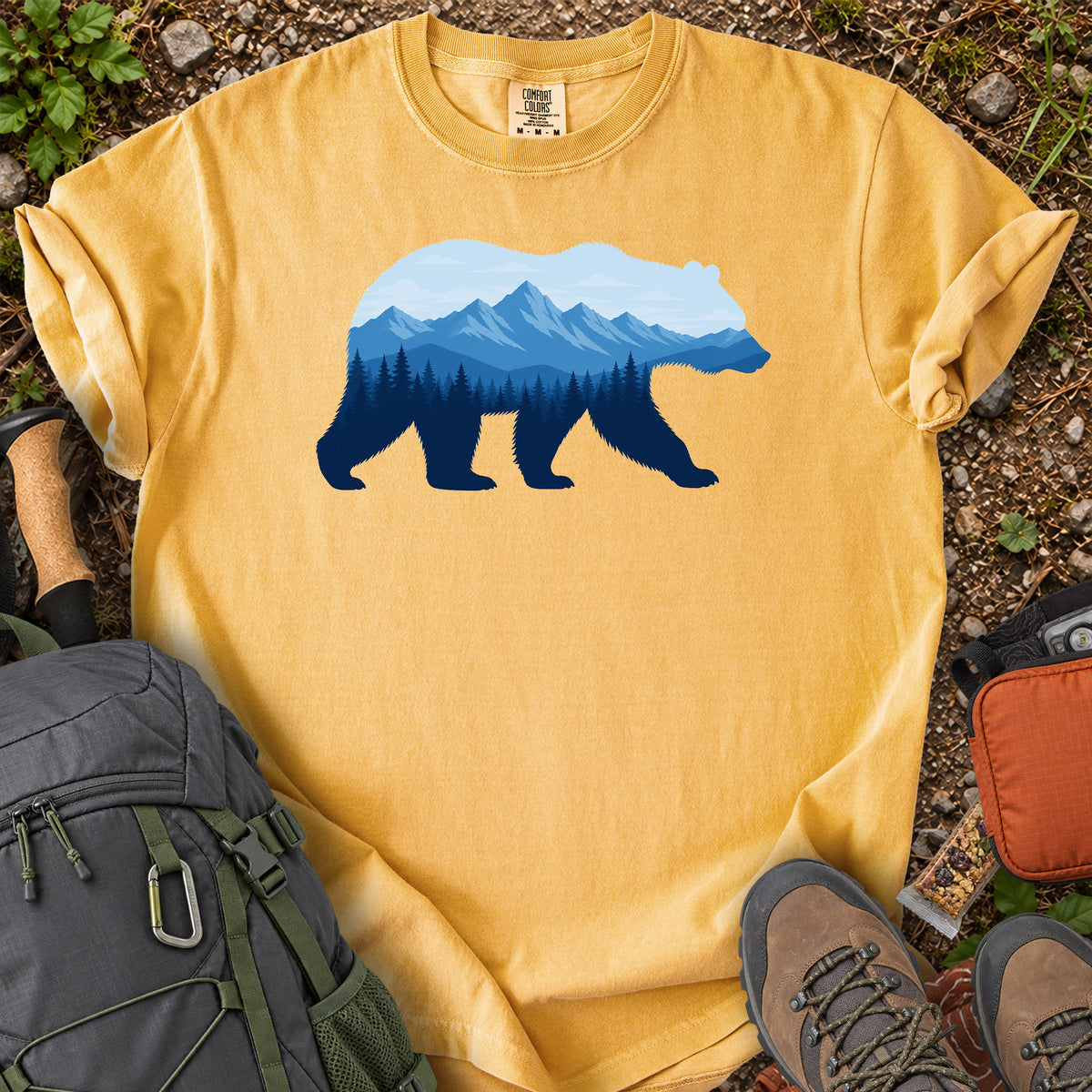 Bear Mountain landscape silhouette wildlife graphic T-shirt