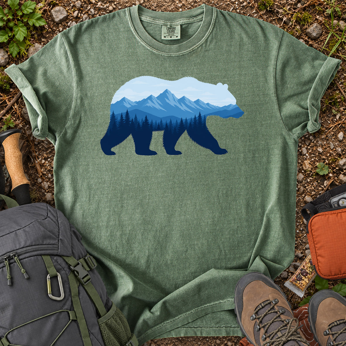 Bear Mountain landscape silhouette wildlife graphic T-shirt
