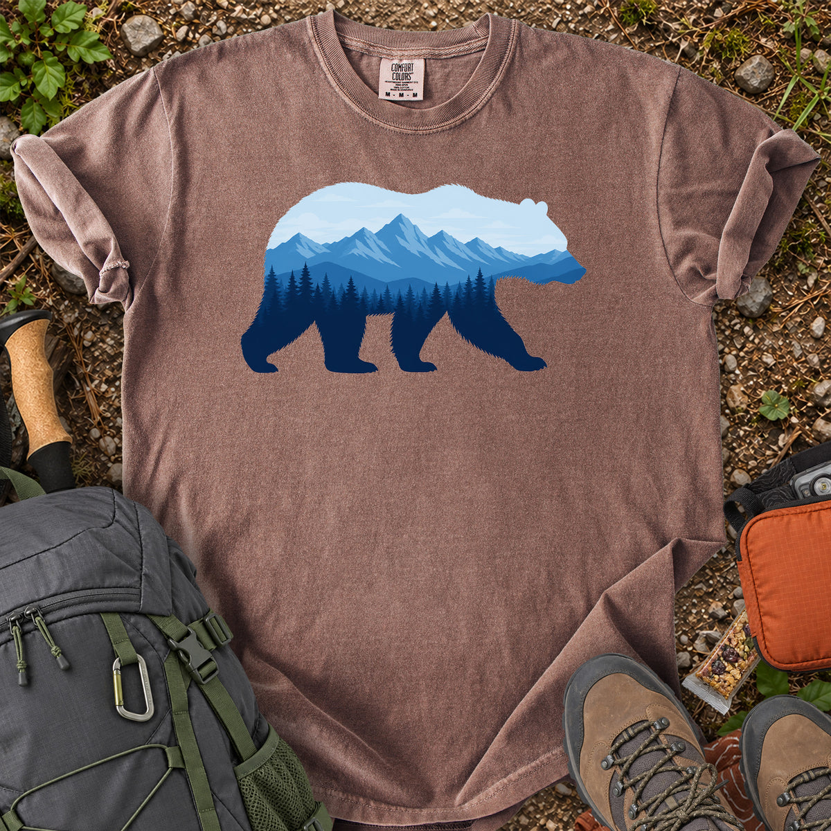 Bear Mountain landscape silhouette wildlife graphic T-shirt