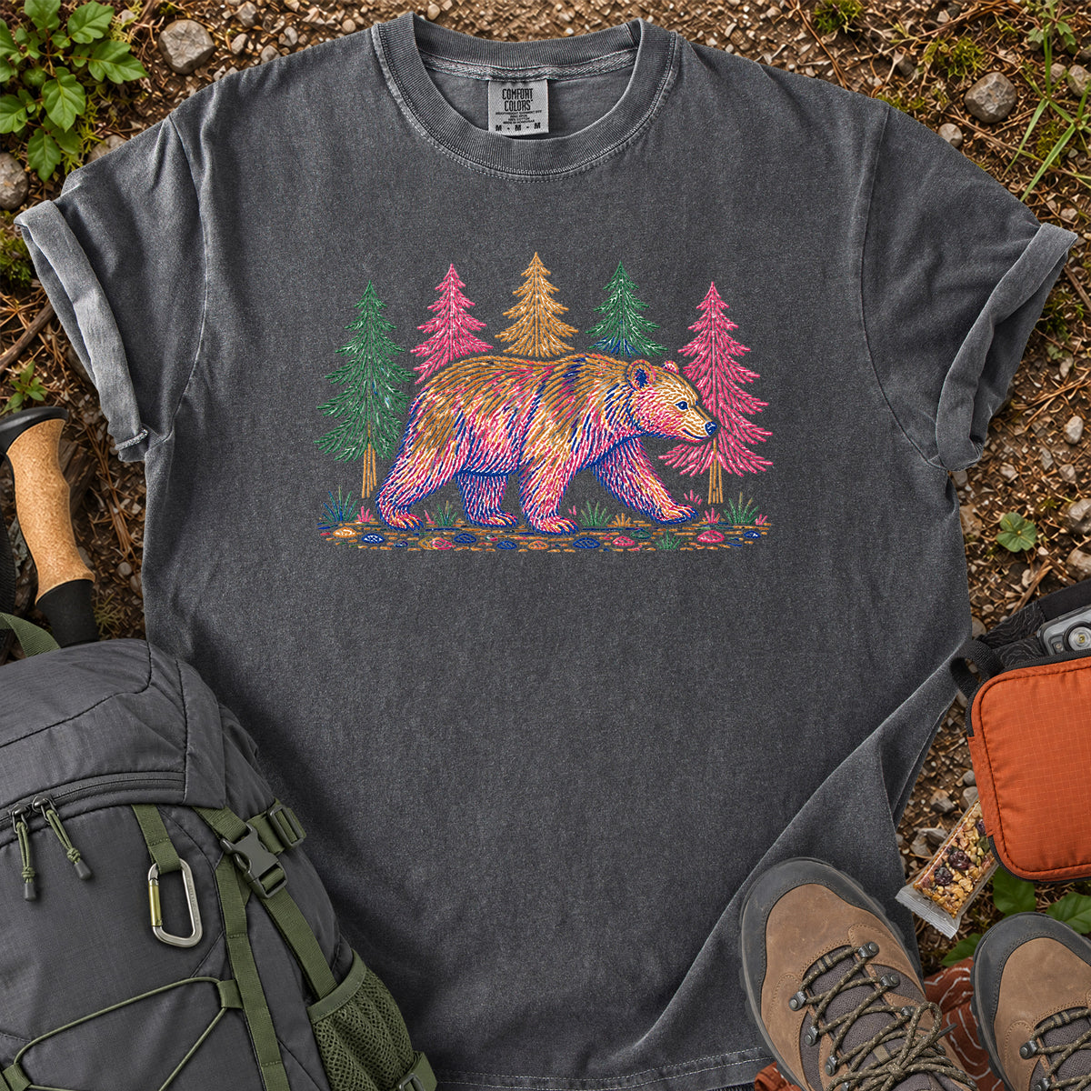 Bear Roaming Wild woodland wildlife graphic T-shirt