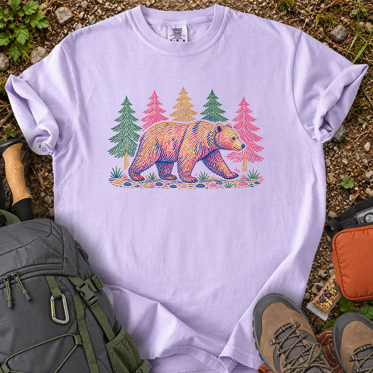 Bear Roaming Wild woodland wildlife graphic T-shirt