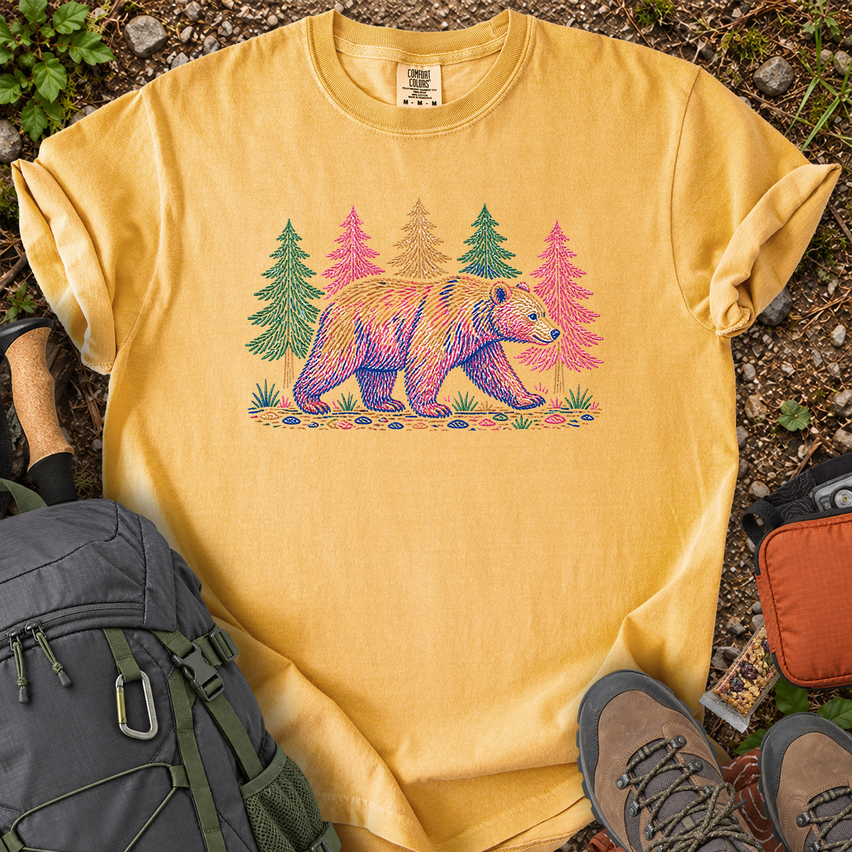 Bear Roaming Wild woodland wildlife graphic T-shirt