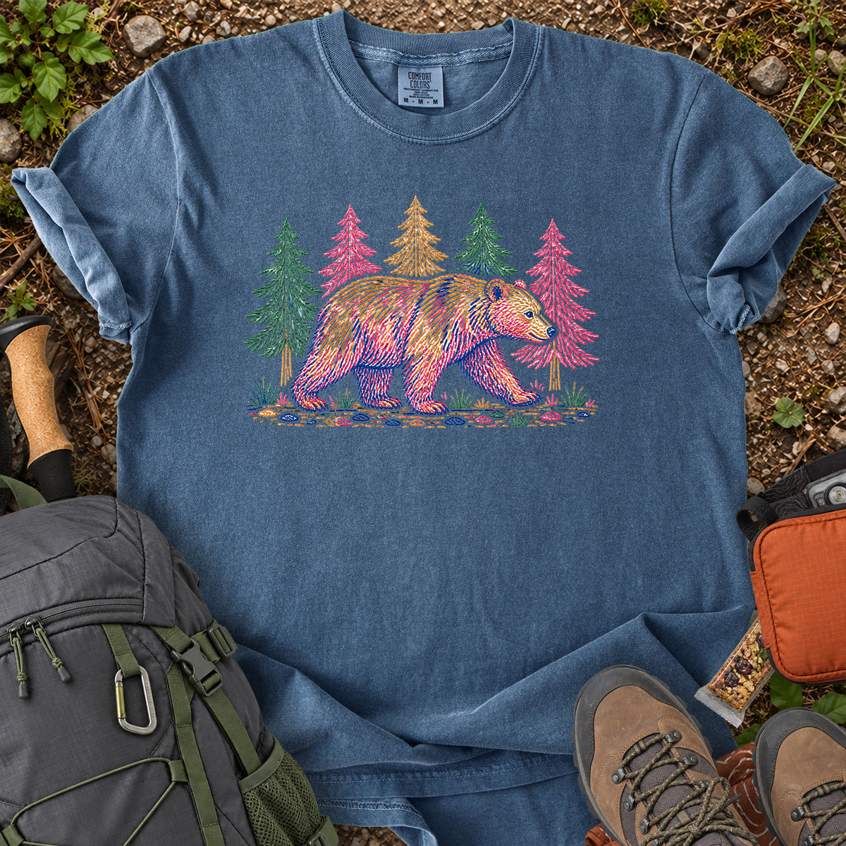Bear Roaming Wild woodland wildlife graphic T-shirt