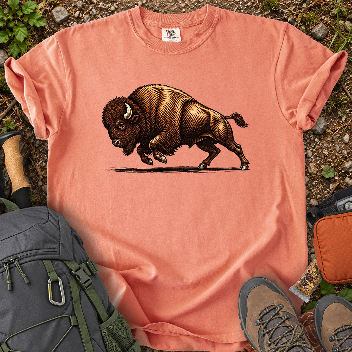 Bison Business prairie wildlife graphic T-shirt
