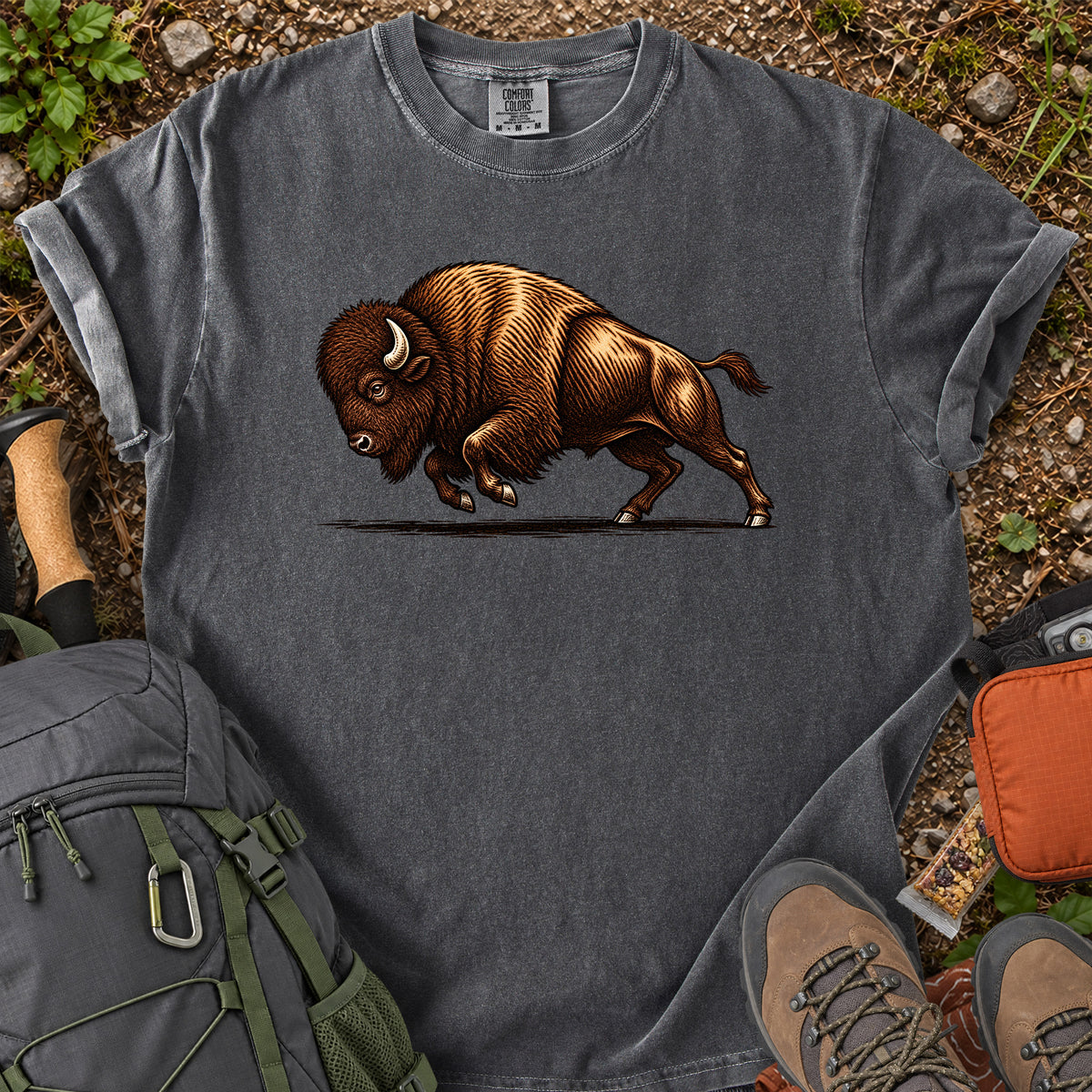 Bison Business prairie wildlife graphic T-shirt