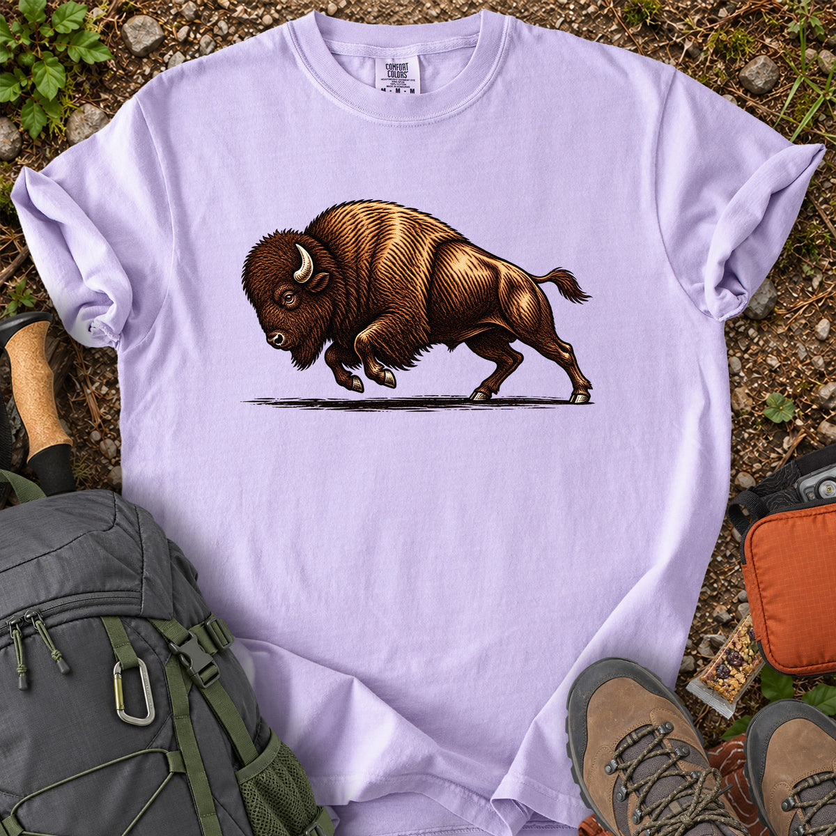 Bison Business prairie wildlife graphic T-shirt