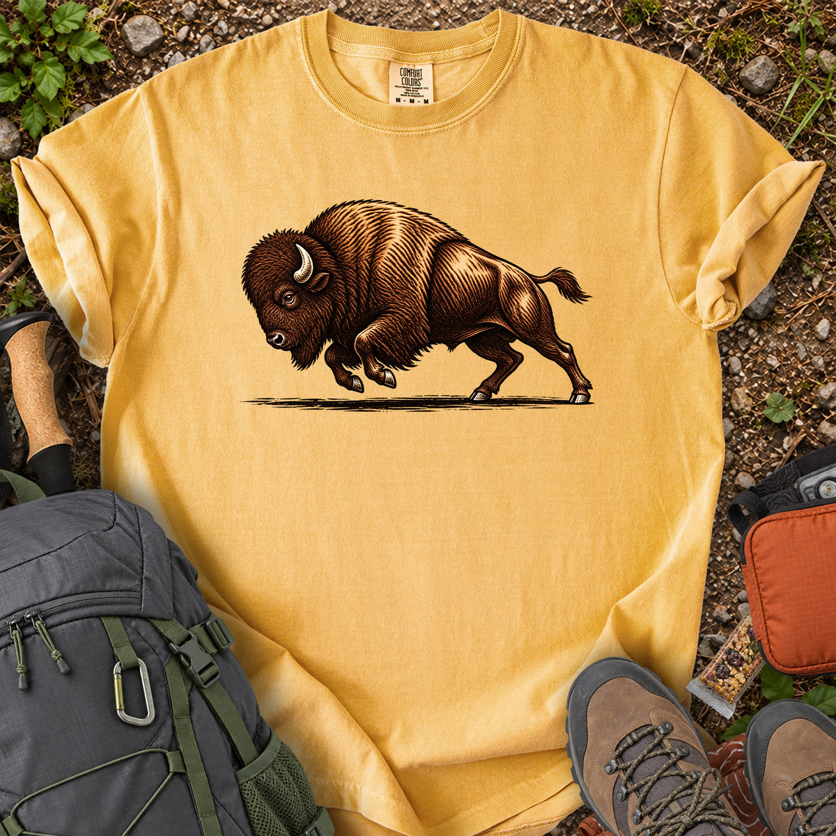 Bison Business prairie wildlife graphic T-shirt