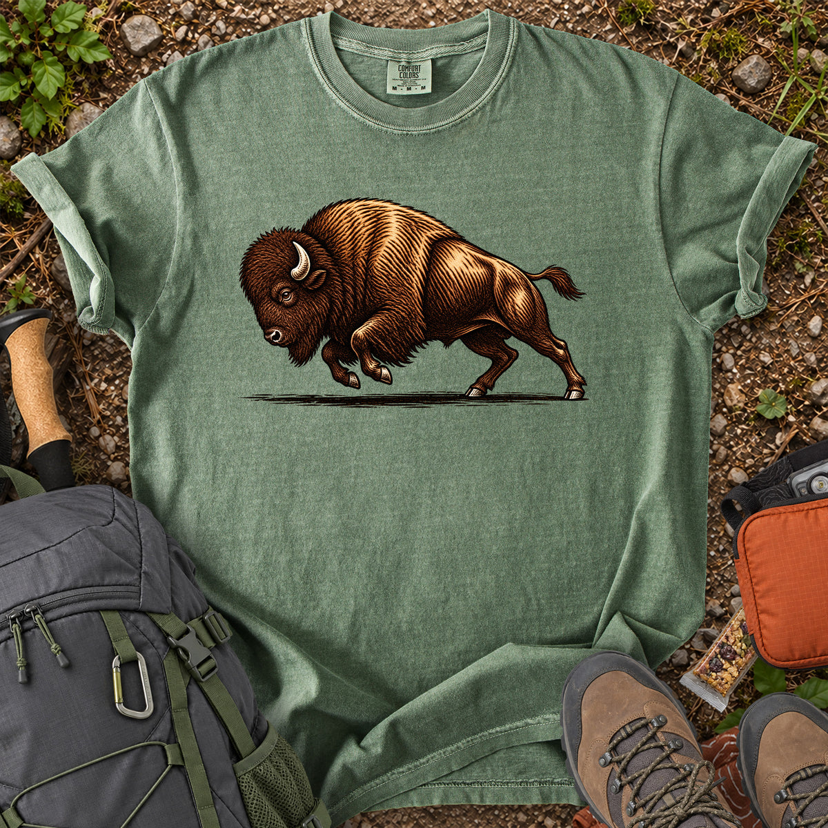Bison Business prairie wildlife graphic T-shirt