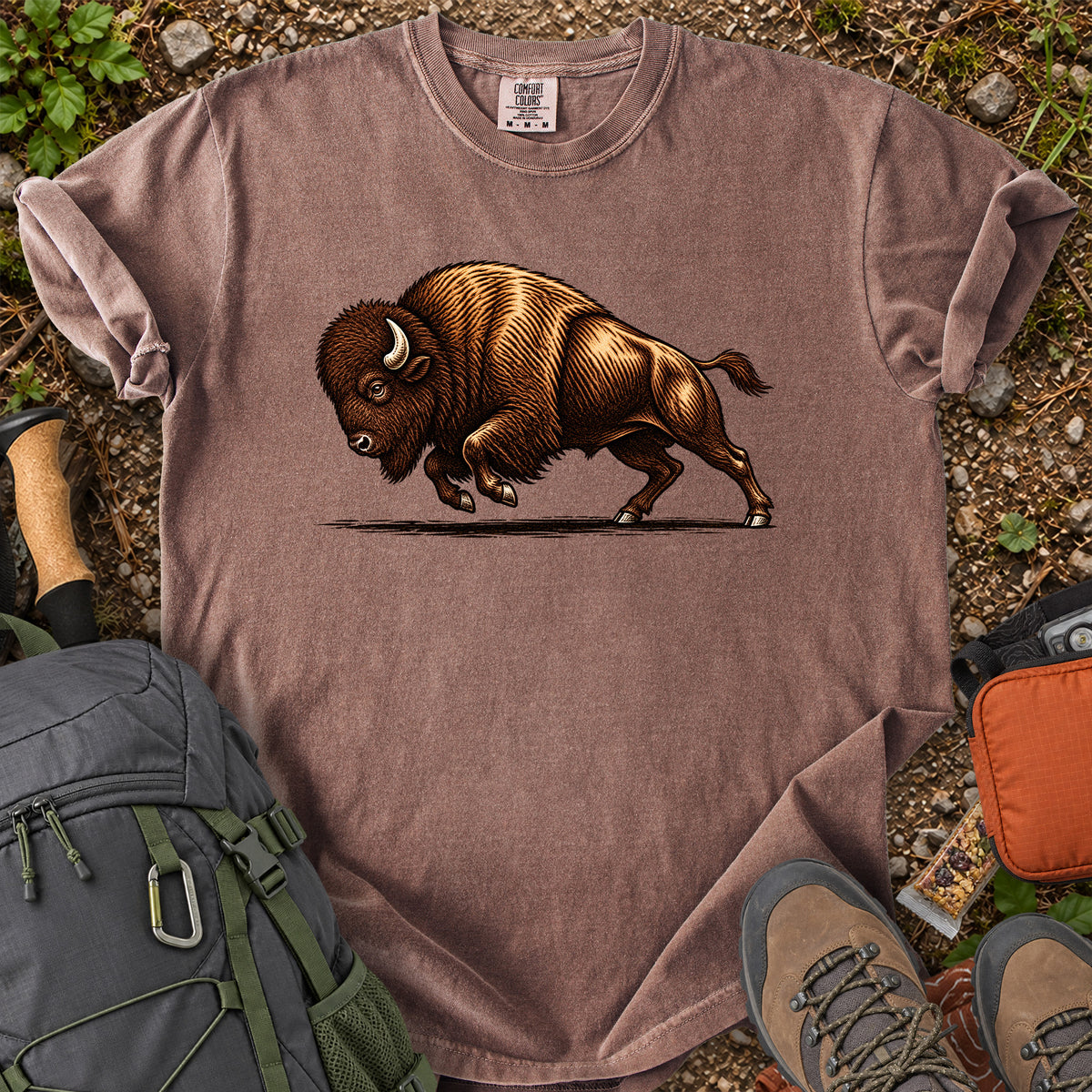 Bison Business prairie wildlife graphic T-shirt