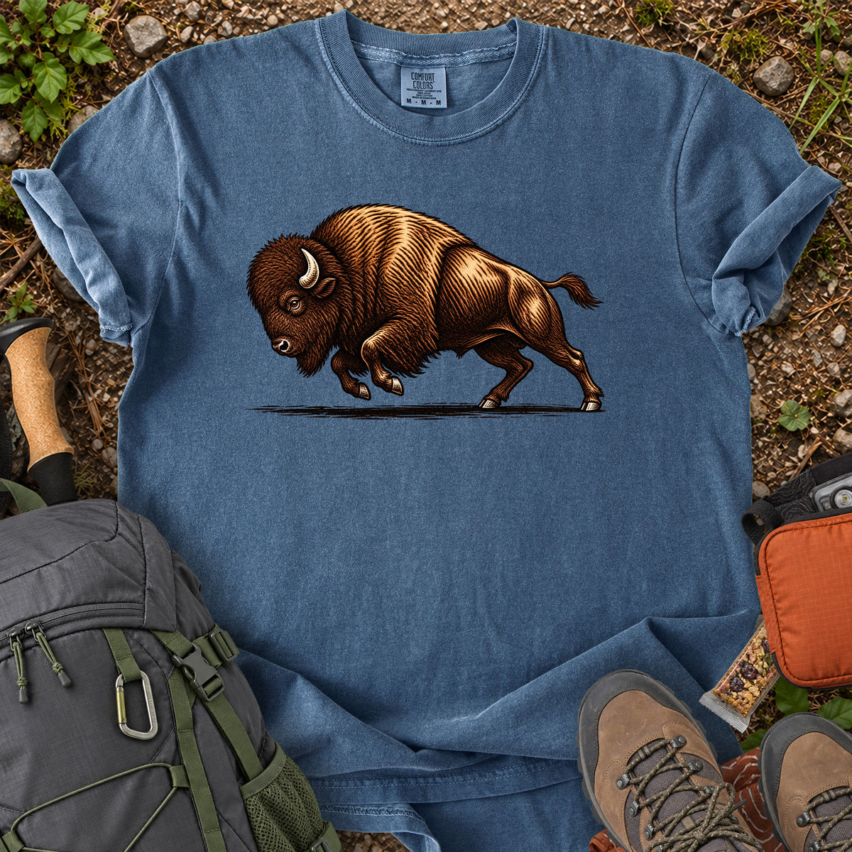 Bison Business prairie wildlife graphic T-shirt