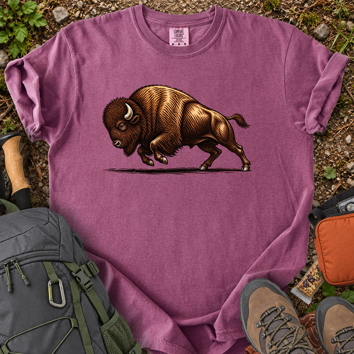 Bison Business prairie wildlife graphic T-shirt