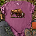 Bison Meets Mushroom whimsical wildlife graphic T-shirt