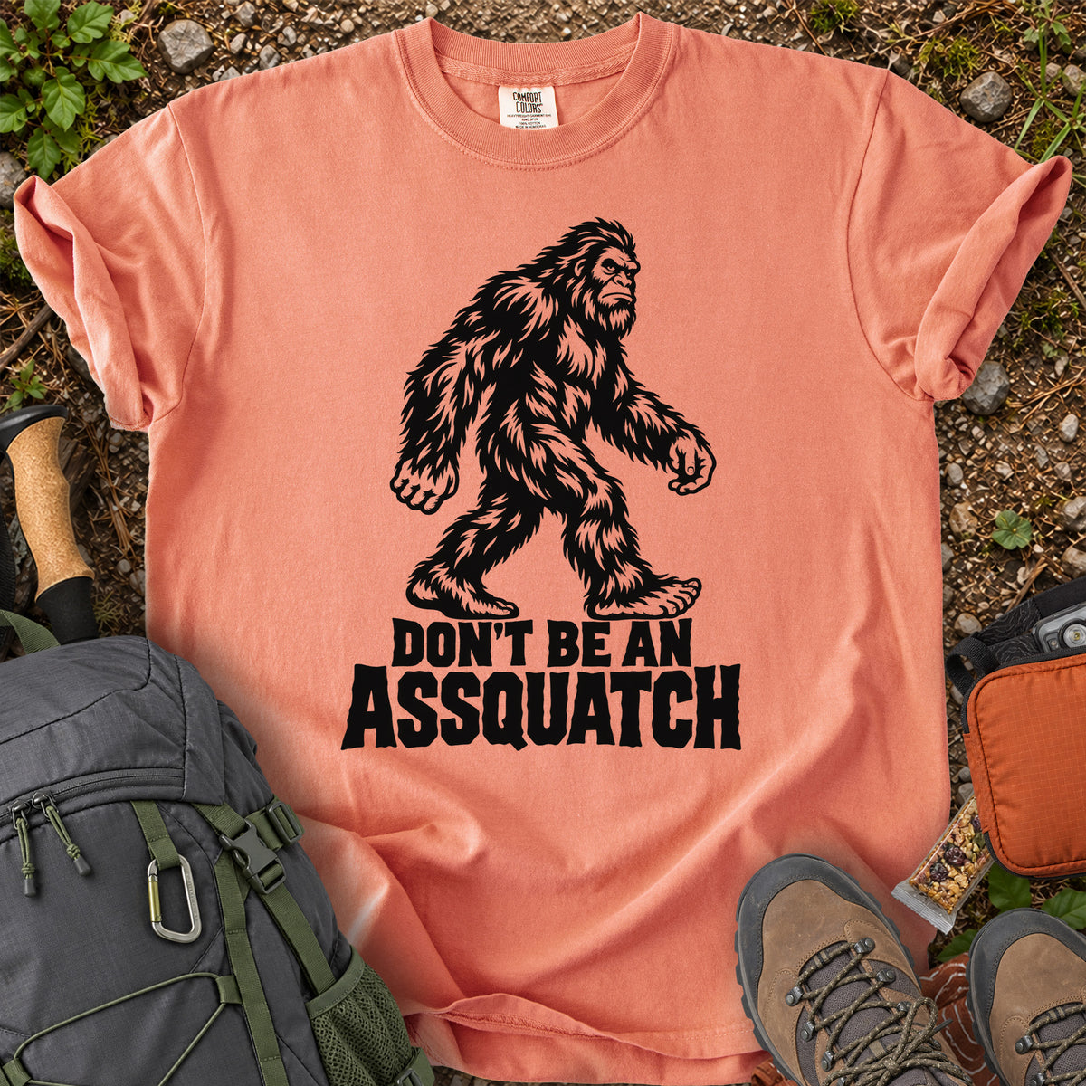 Don't Be An Assquatch Bigfoot humor graphic T-shirt