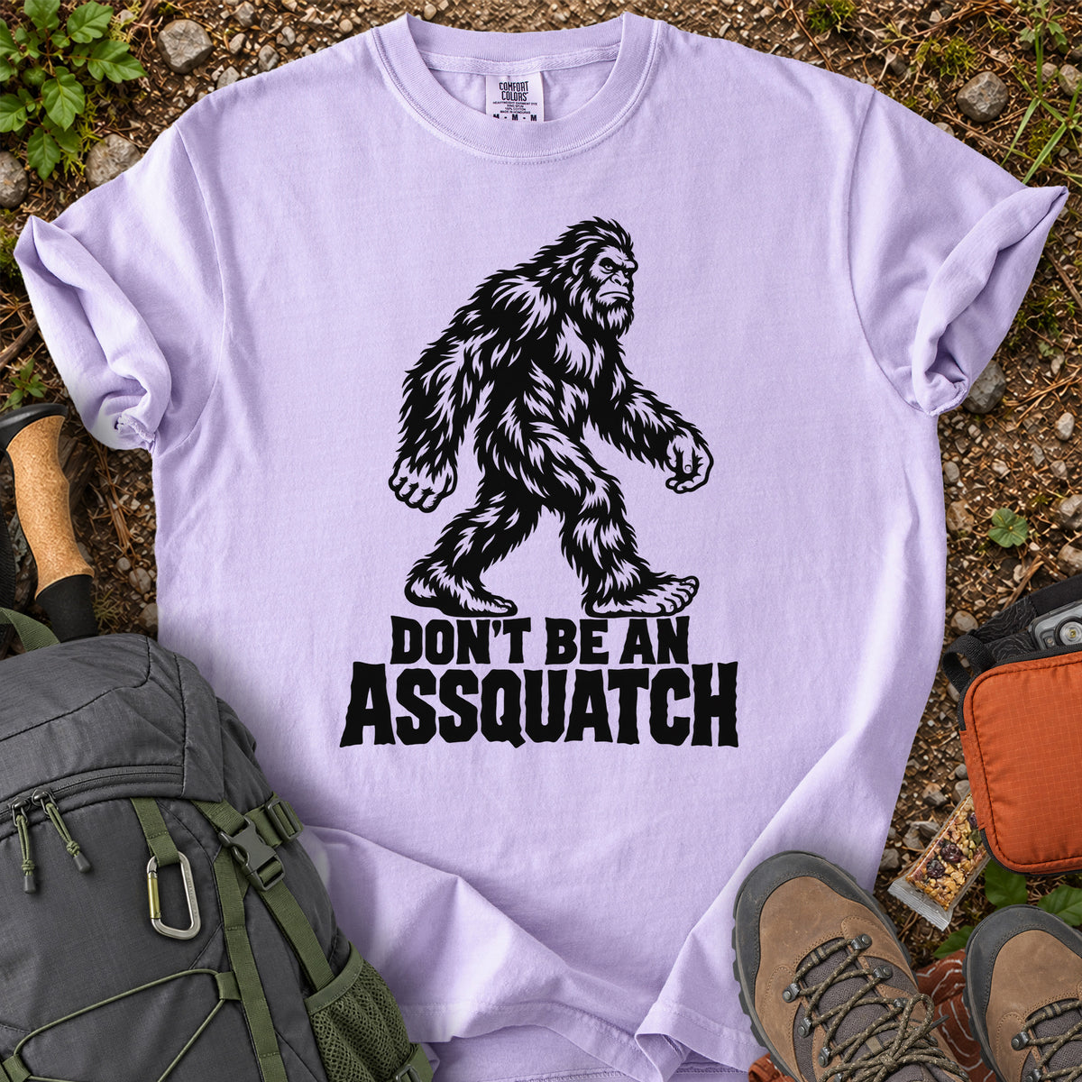 Don't Be An Assquatch Bigfoot humor graphic T-shirt