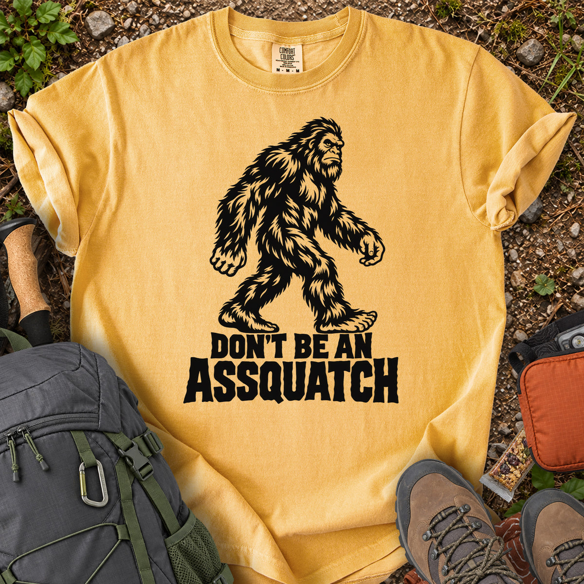 Don't Be An Assquatch Bigfoot humor graphic T-shirt