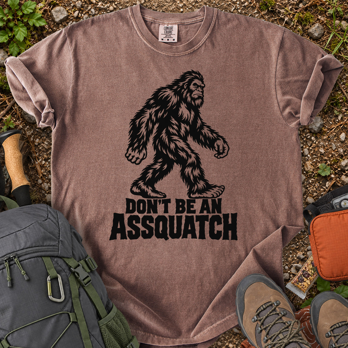 Don't Be An Assquatch Bigfoot humor graphic T-shirt