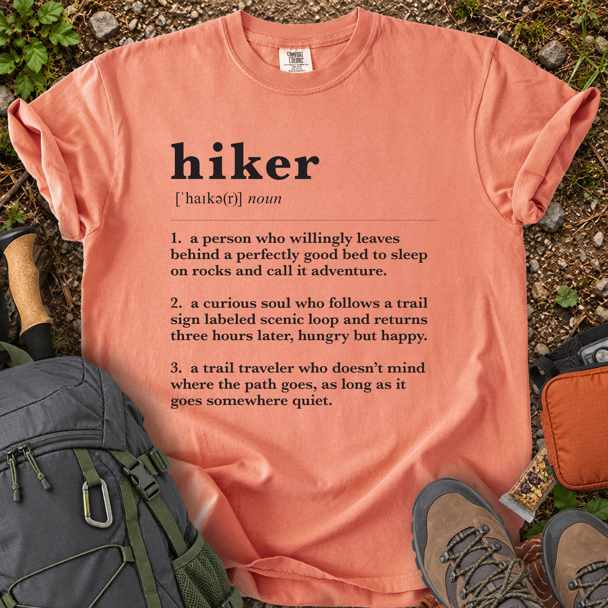 Hiker Definition humorous hiking typography graphic T-shirt