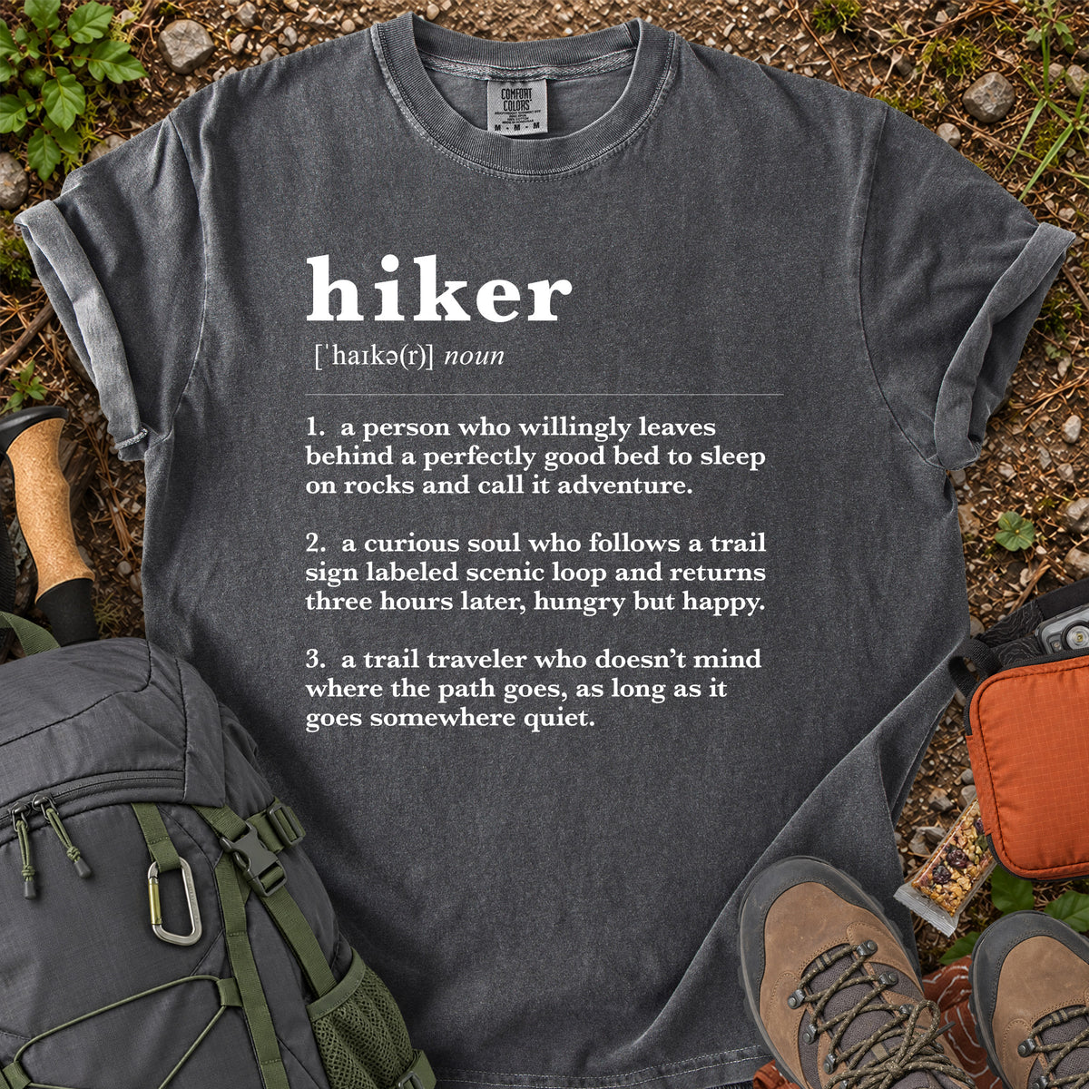 Hiker Definition humorous hiking typography graphic T-shirt