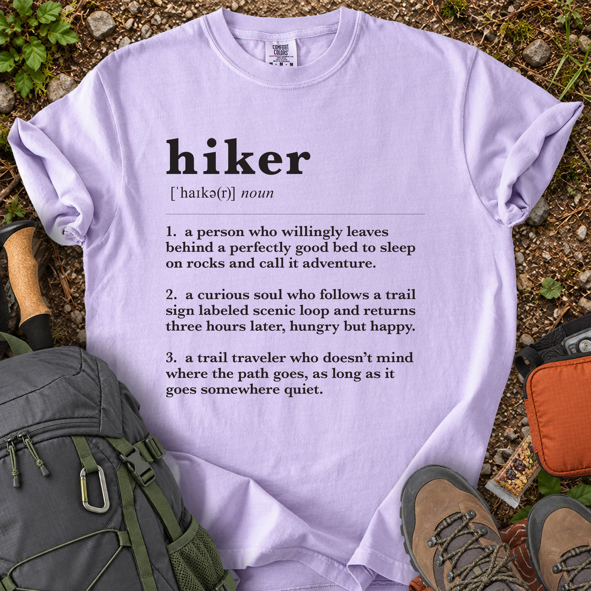 Hiker Definition humorous hiking typography graphic T-shirt