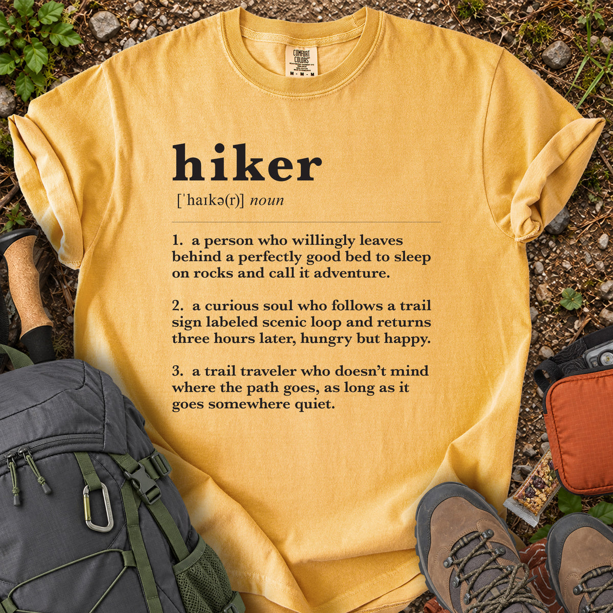 Hiker Definition humorous hiking typography graphic T-shirt