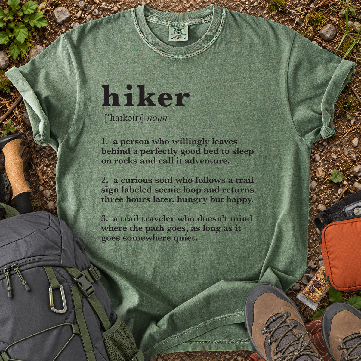 Hiker Definition humorous hiking typography graphic T-shirt