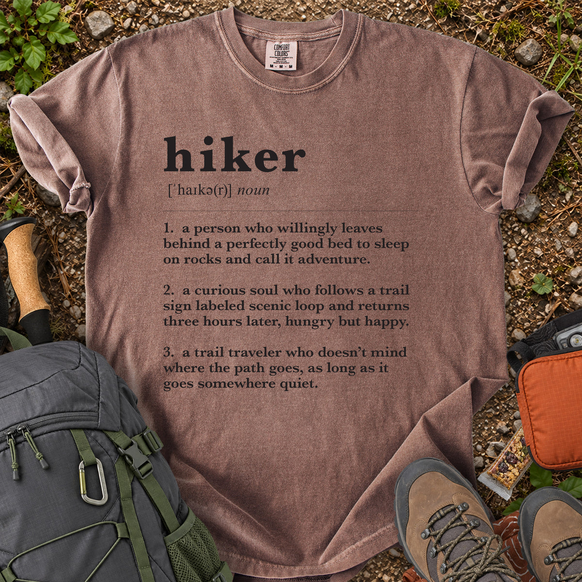 Hiker Definition humorous hiking typography graphic T-shirt