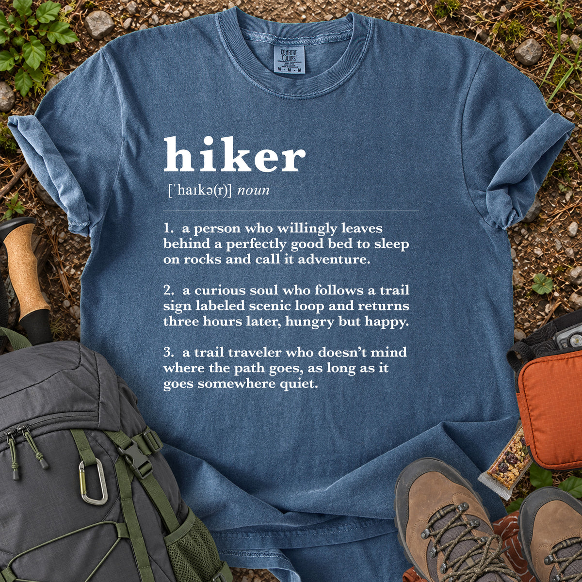 Hiker Definition humorous hiking typography graphic T-shirt
