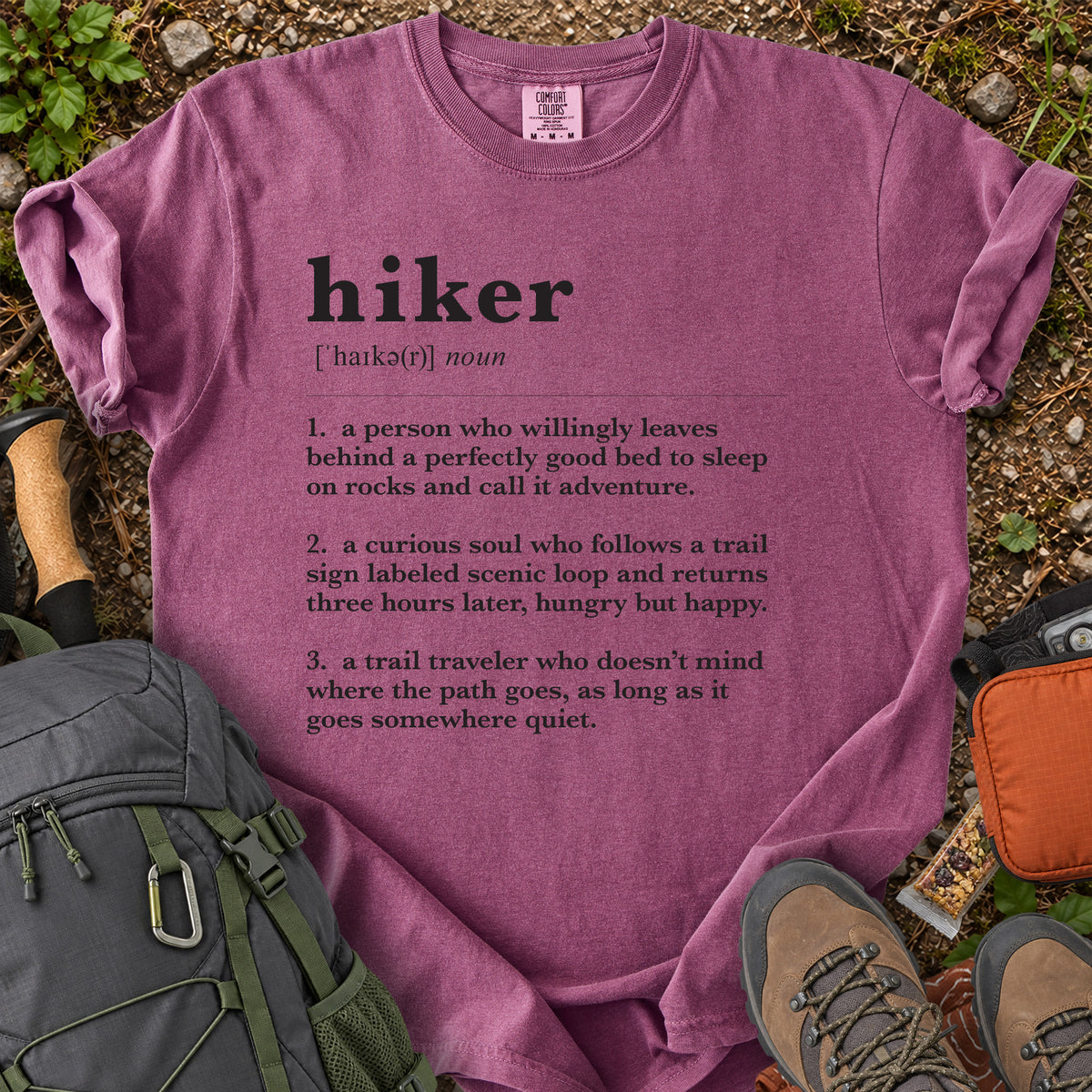 Hiker Definition humorous hiking typography graphic T-shirt
