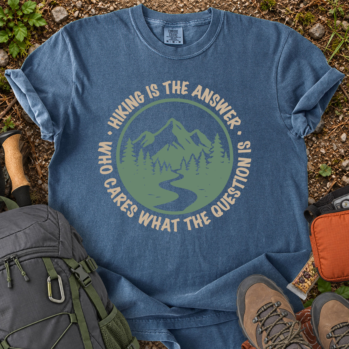 Hiking Is the Answer mountain trail graphic T-shirt