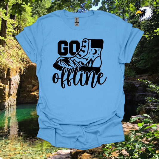 “Go Offline” hiking t-shirt – Boot and Mountain Graphic