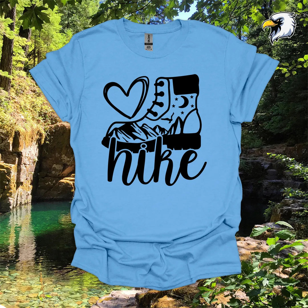 “Love Hike” hiking t-shirt – Boot and Mountain Graphic