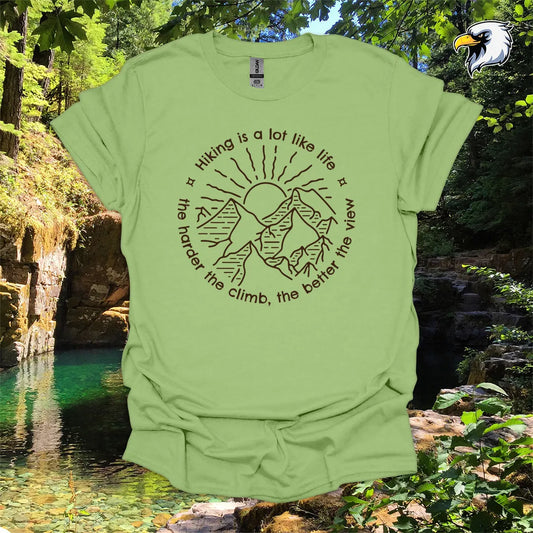 “Hiking is a lot like life…” Hiking T-Shirt – Mountain Line Art